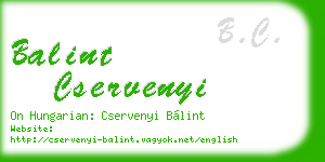 balint cservenyi business card
